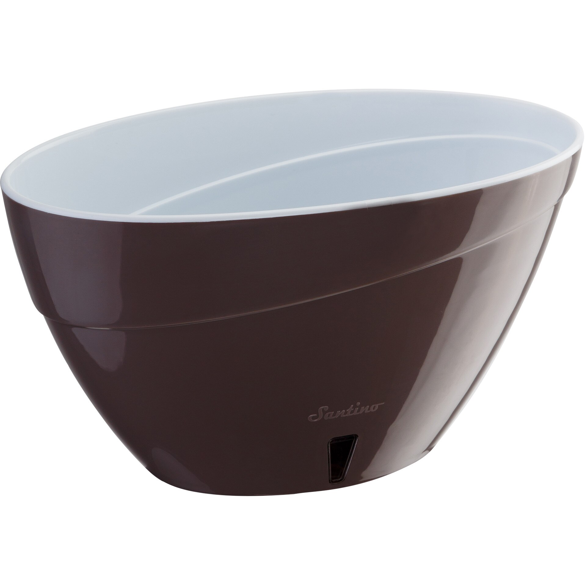 Ghiveci Calipso 2L maro-alb, tip barcuta cu sistem de auto-udare