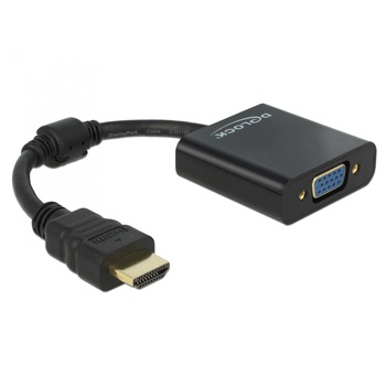 Adaptor HDMI la VGA T-M Negru, Delock 65512 Adaptor HDMI la VGA T-M Negru, Delock 65512