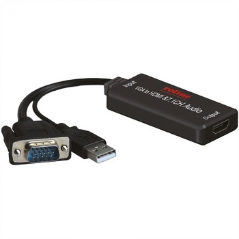Convertor VGA la HDMI cu audio 7.1, Roline 12.03.3119 Convertor VGA la HDMI cu audio 7.1, Roline 12.03.3119