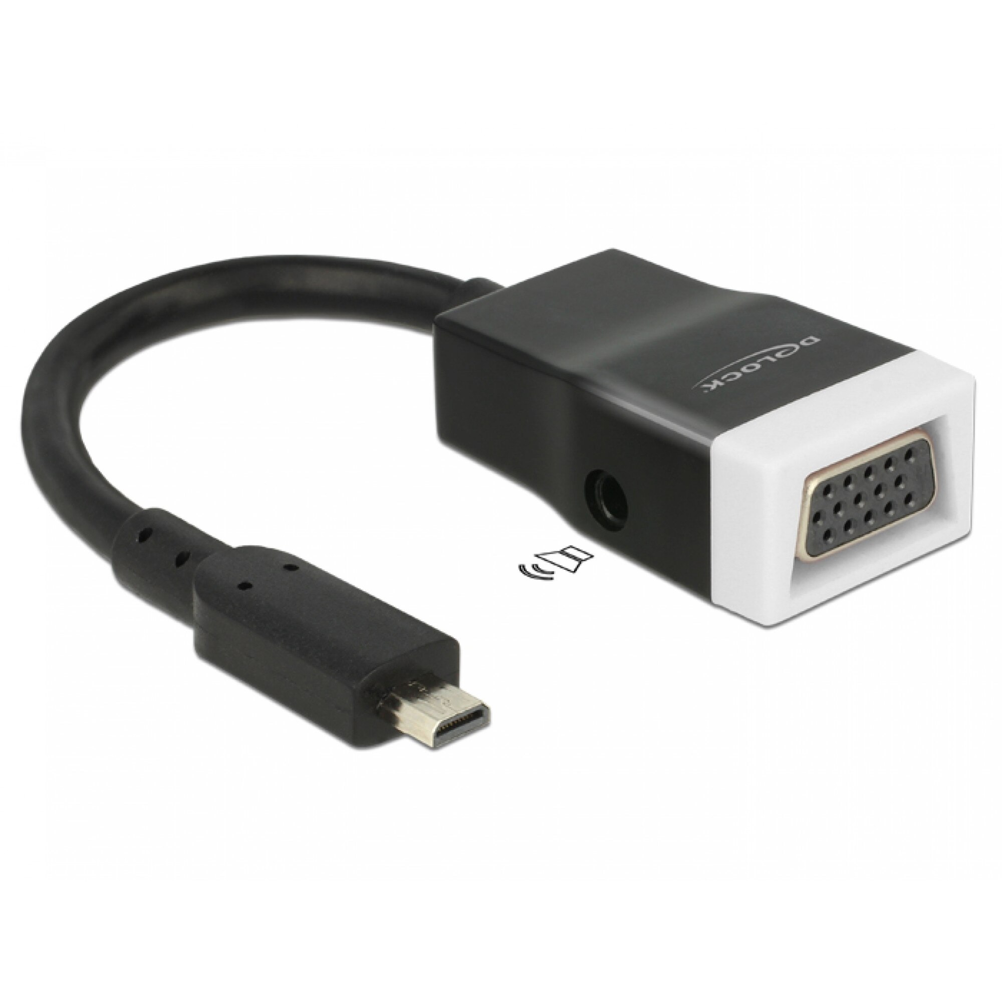 Adaptor micro HDMI-D la VGA cu Audio Negru T-M 15cm, Delock 65589