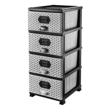 Dulap ‘Keep Safe’ pentru depozitare Komidin, Elif Plastik, 4 cutii depozitare, Rattan, pentru hol, baie si bucatarie, dimensiuni 90X45X38 centimetri, Alb cu negru Dulap ‘Keep Safe’ pentru depozitare Komidin, Elif Plastik, 4 cutii depozitare, Rattan, pentru hol, baie si bucatarie, dimensiuni 90X45X38 centimetri, Alb cu negru