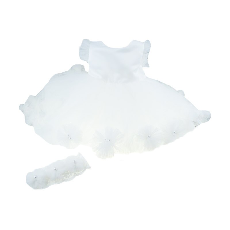 Set 2 piese rochita si bentita pentru fete Colibri RFC-7, Alb, 68 cm