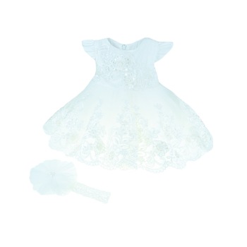 Set 2 piese rochie si bentita pentru fete Colibri RFC-8, Alb, 62 cm Set 2 piese rochie si bentita pentru fete Colibri RFC-8, Alb, 62 cm