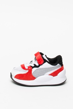 Puma, Pantofi sport de piele si material textil, cu velcro RS 9.8 Space AC, Alb/Rosu/Gri Puma, Pantofi sport de piele si material textil, cu velcro RS 9.8 Space AC, Alb/Rosu/Gri