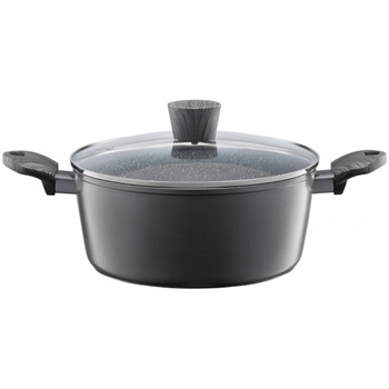Oala cu capac Ambition Qualum Stone Loft, inductie, 24 cm, 4 L Oala cu capac Ambition Qualum Stone Loft, inductie, 24 cm, 4 L