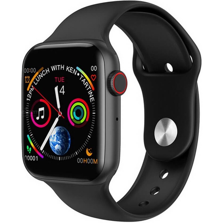 W34 Okosóra, Vízálló, Pulzusmérő, Lépésszámláló, Hívásfogadás, Értesítések, Android, iOS, Fekete