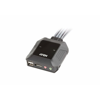 Switch KVM Aten CS22DP, 2 porturi, DisplayPort, USB, Negru Switch KVM Aten CS22DP, 2 porturi, DisplayPort, USB, Negru