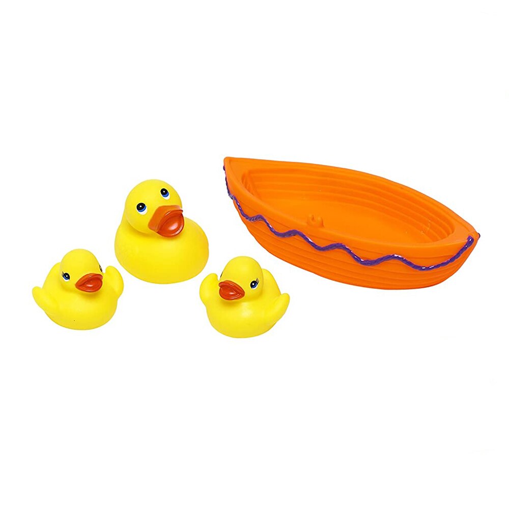 Jucarie de baie Barcuta cu 3 Ratuste Eddy Toys Portocaliu