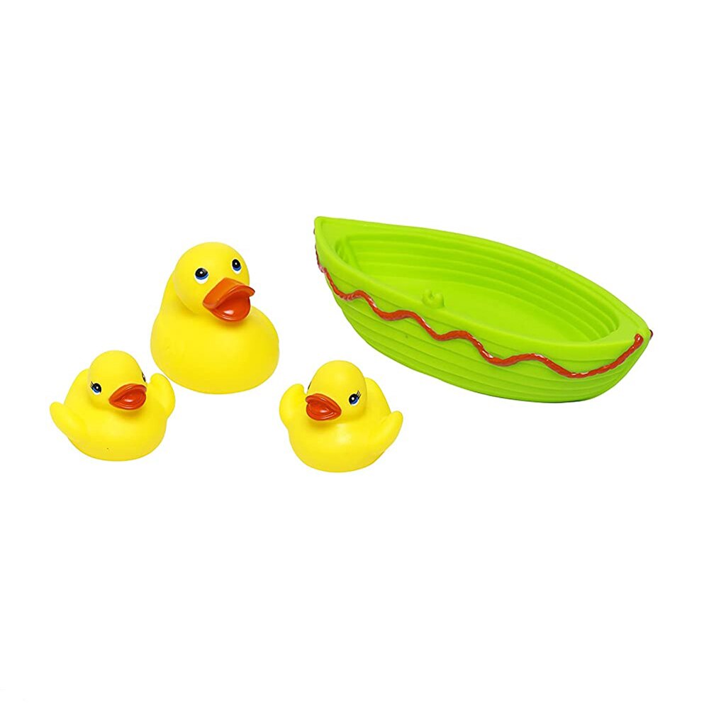 Jucarie de baie Barcuta cu 3 Ratuste Eddy Toys Verde