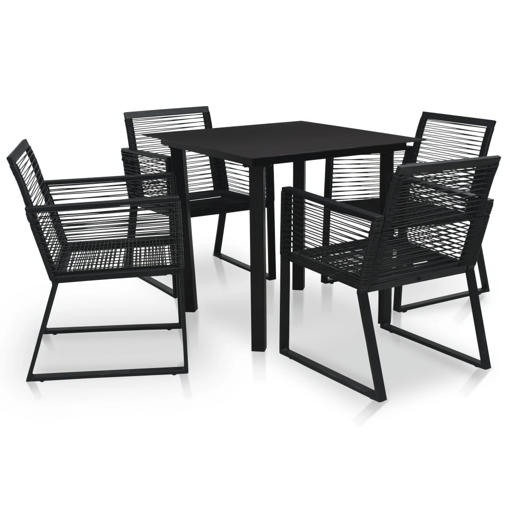 Set mobilier de gradina din 5 piese vidaXL, PVC, 80 x 80 x 74 cm, Negru