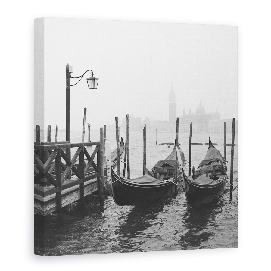 Tablou Canvas - Dimineata In Venetia, Italia, Pier, Turn, Ceata, 40 x 40 cm