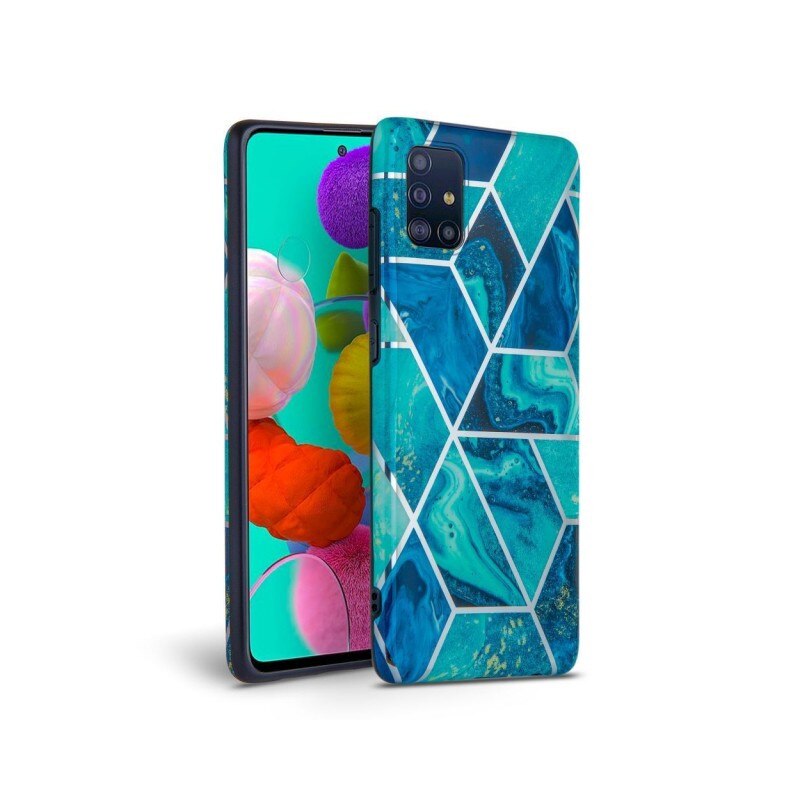 Husa Spate Tech-protect Marble Silicone Samsung Galaxy A41 Blue