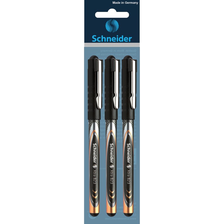 Roller varf conic 0.3mm Schneider Xtra 823, Negru, 3 buc/set