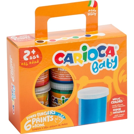 Acuarele pictura cu degetele, Baby Finger Paint Carioca 6x80 ml