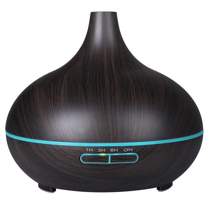 V-Rising VR-N10B Aromaterápiás diffúzor ultrahanggal, Bluetooth-tal, Zenével és LED-fénnyel, 7 Színben, 550 ml, Wenge