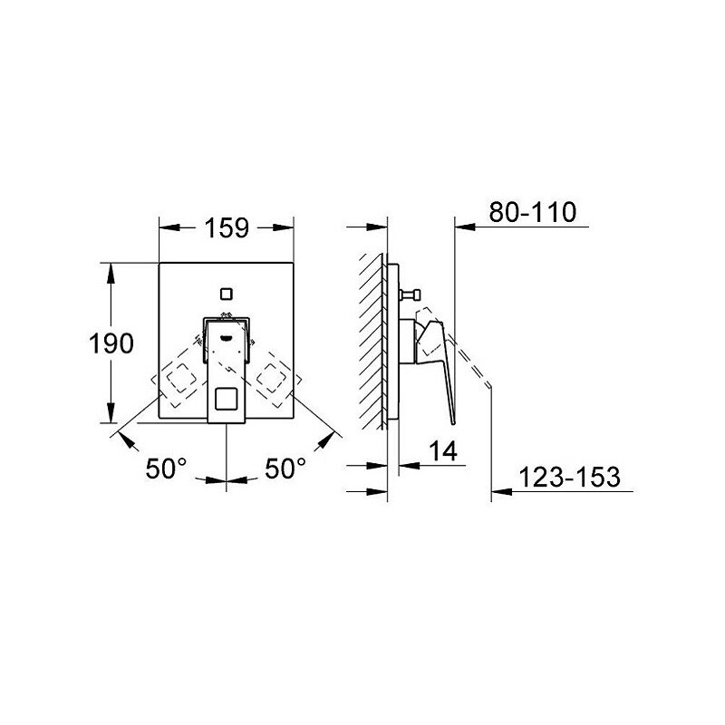 Baterie cada/dus ingropata, Grohe Eurocube