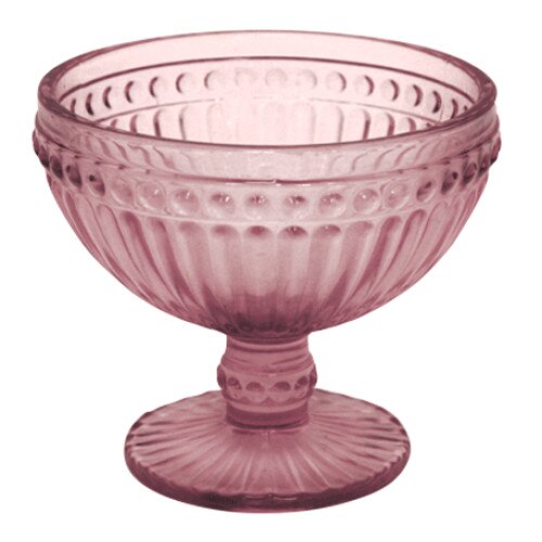 Set 6 boluri de sticla, bordo RAKI OLD SCHOOL pentru inghetata cu picior si forme in relief 12x10cm 350ml