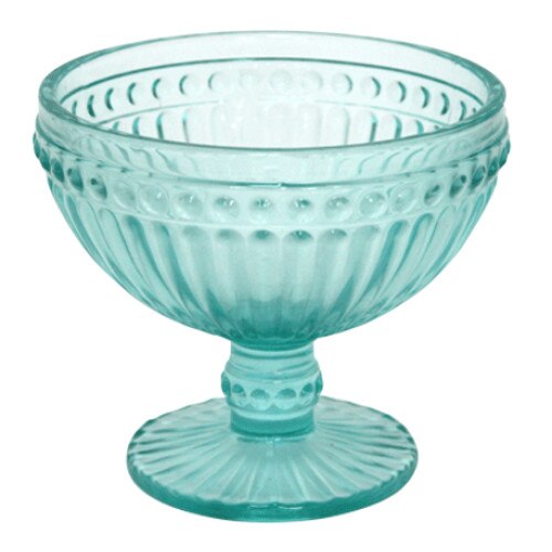 Set 6 boluri de sticla verde RAKI VINTAGE GREEN pentru inghetata cu picior si forme in relief 12x10cm 350ml