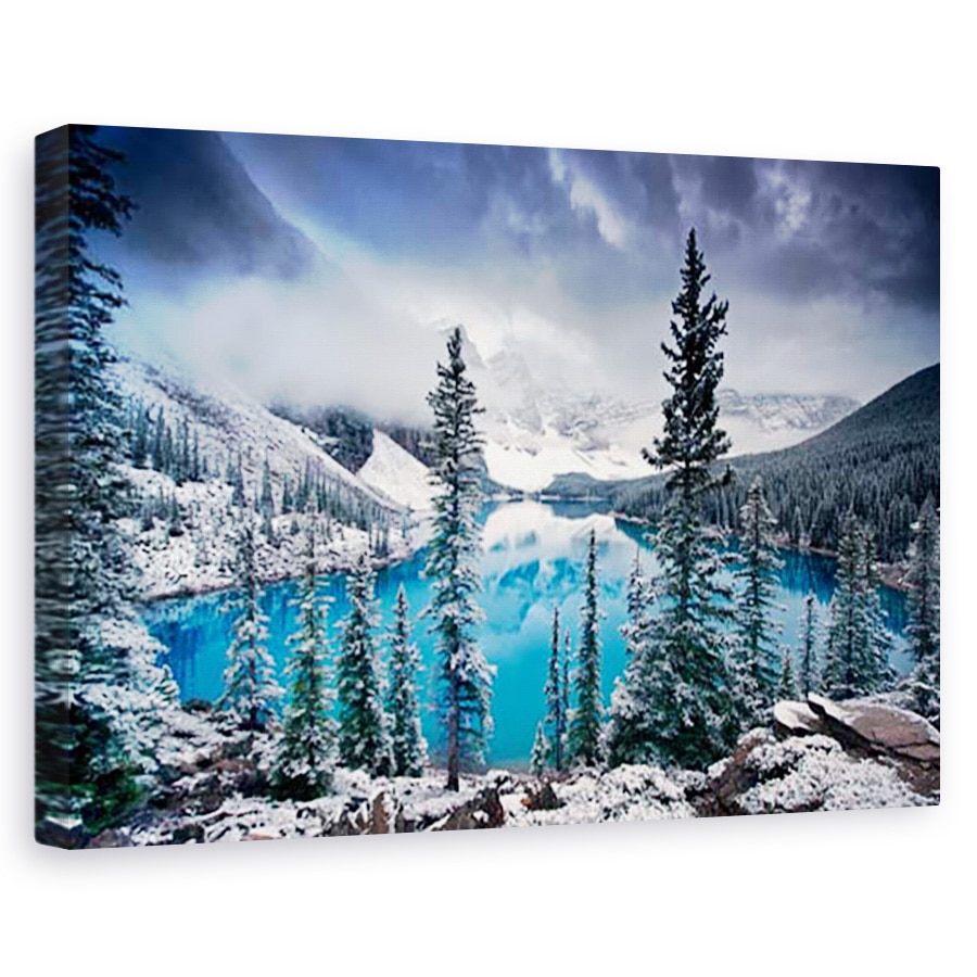 Tablou canvas - Dimineti albastre/Melancolii matinale, Peisaj, Lac, Albastru , Munte, 80 x 120 cm