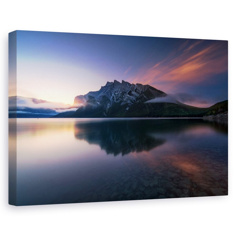 Tablou canvas - Pescuit pe lacul Minnewanka, Peisaj, Canada, Reflectie, 80 x 120 cm