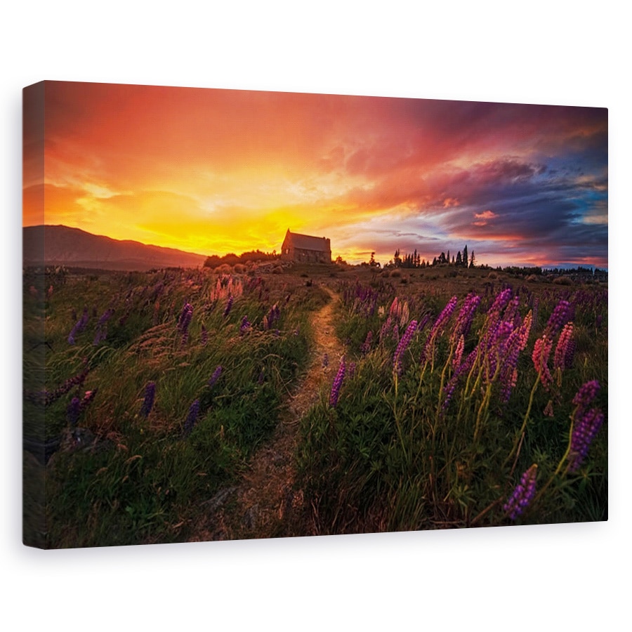 Tablou canvas - in bataia vantului, Peisaj, Flori, Apus De Soare, Camp, 80 x 120 cm