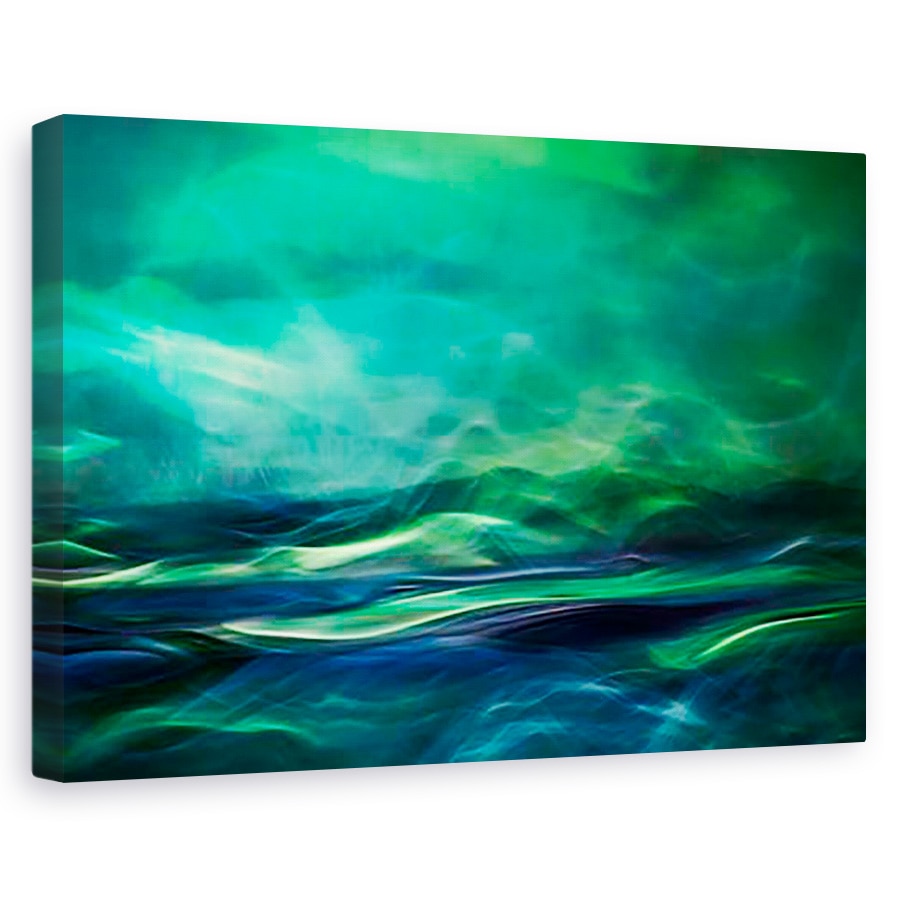 Tablou canvas - Luminile Nordului, Abstract, Verde, Norvegia, Fantezie, 60 x 90 cm