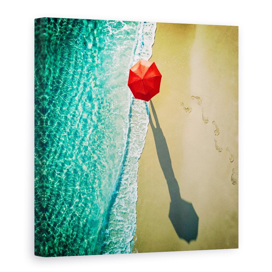 Tablou Canvas - Apa Adanca, Rosu, Umbrela, Mare, Ocean, Umbra, 90 x 90 cm
