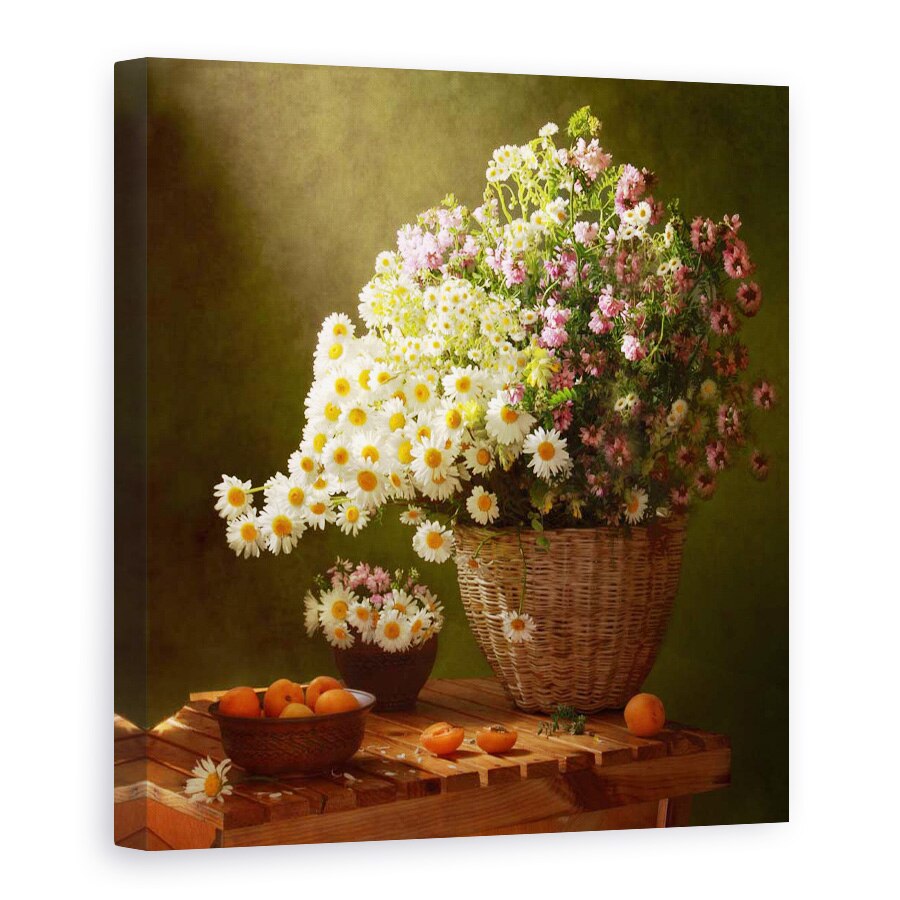 Tablou Canvas - Natura Moarta Cu Un Cos De Flori Salbatice, 90 x 90 cm