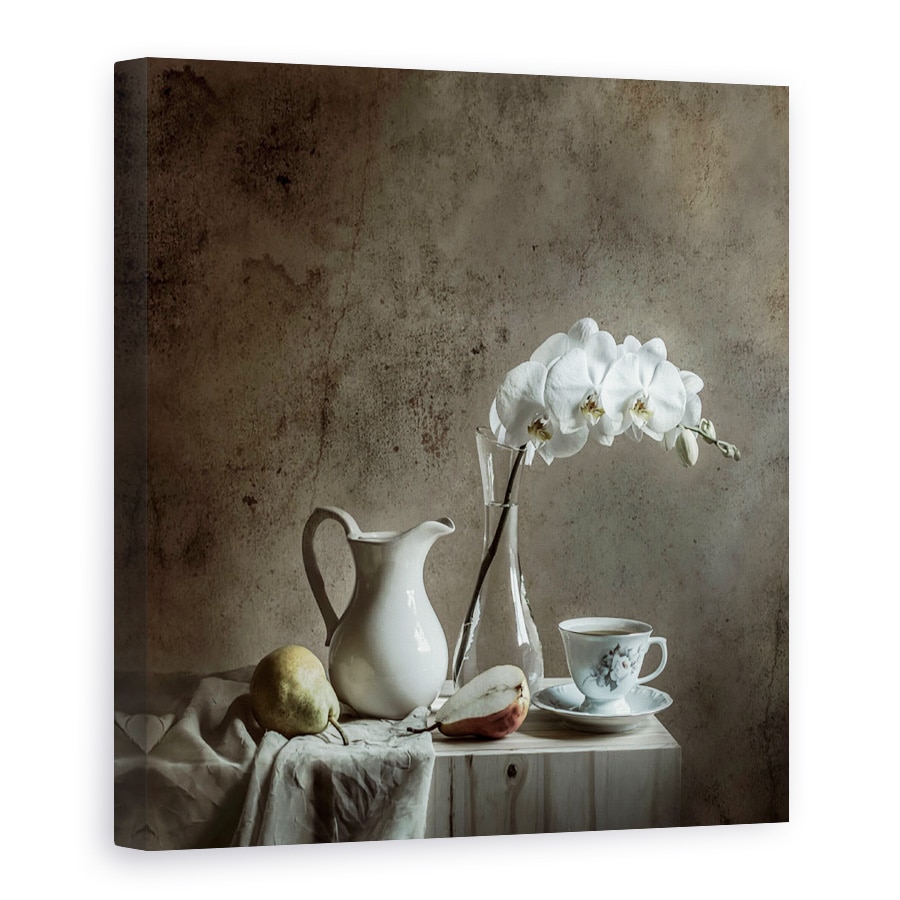 Tablou Canvas - Perete Vechi, Culori, Natura Moarta, Vaza, Ceasca, 90 x 90 cm
