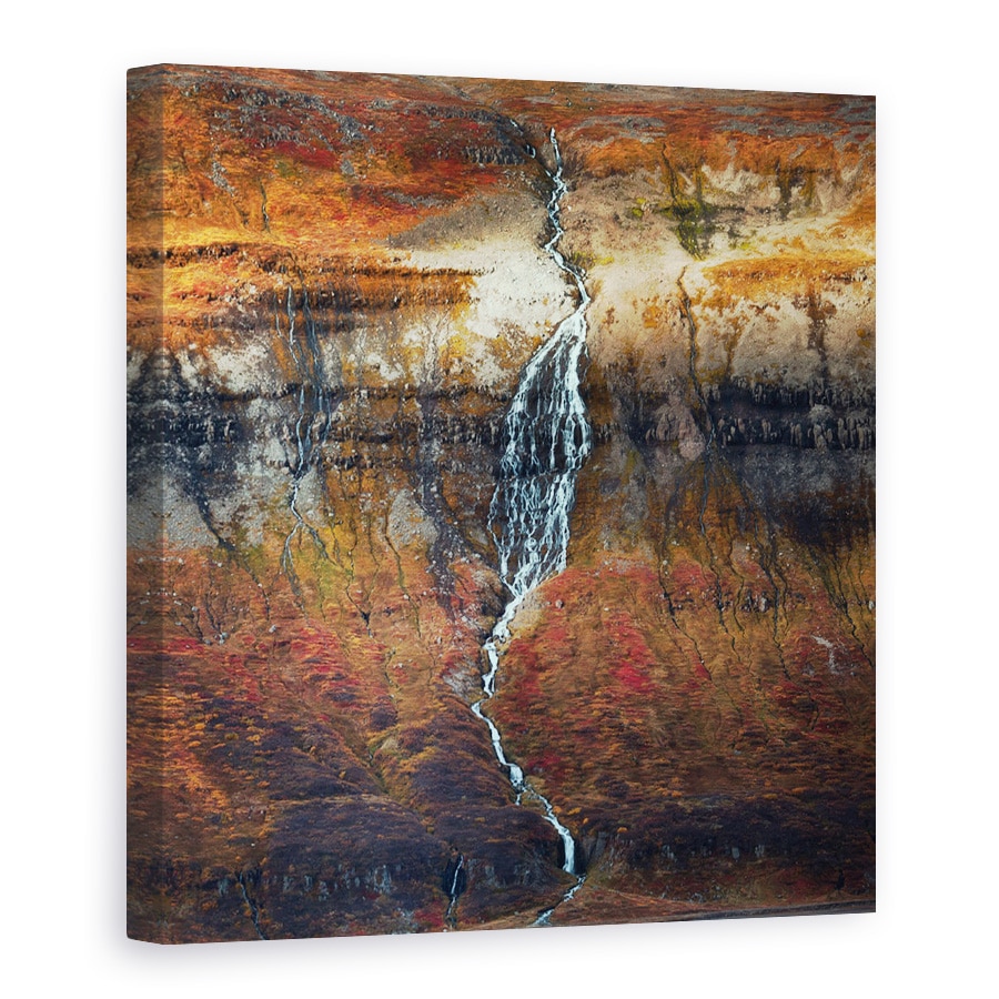 Tablou Canvas - Islanda, Toamna, Cascada, Perete, Munte, 90 x 90 cm