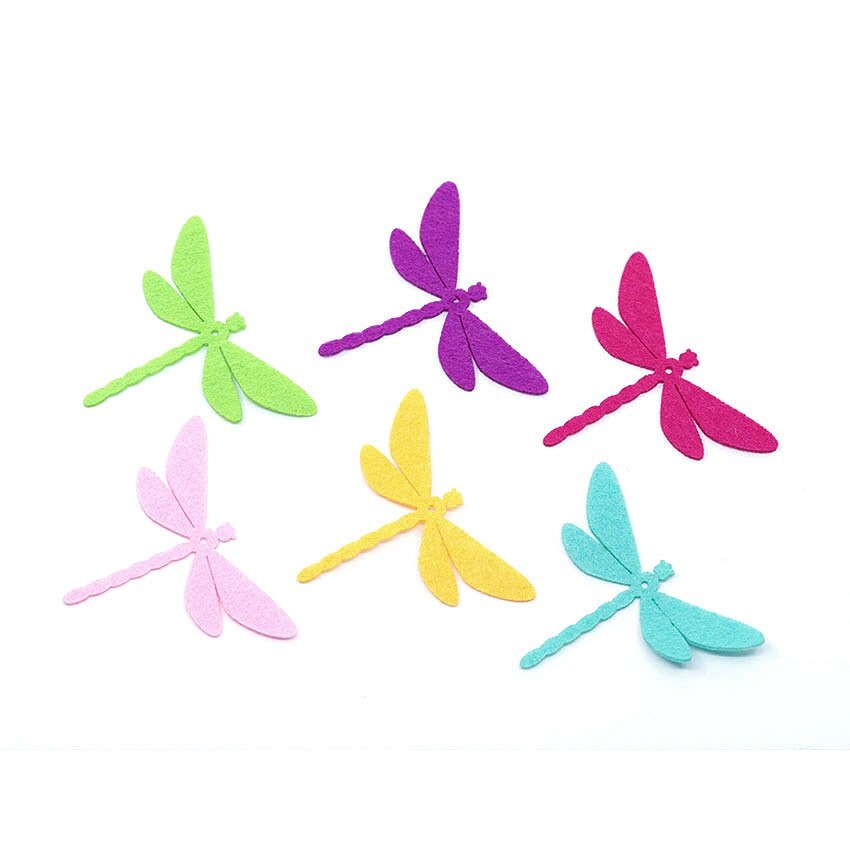 Set 6 figurine din fetru - libelule colorate, 6 cm