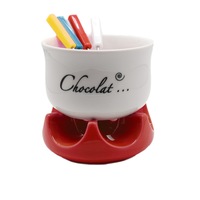 Set fondue din ceramica, Naimeed, D133-JEC6740A, suport rosu