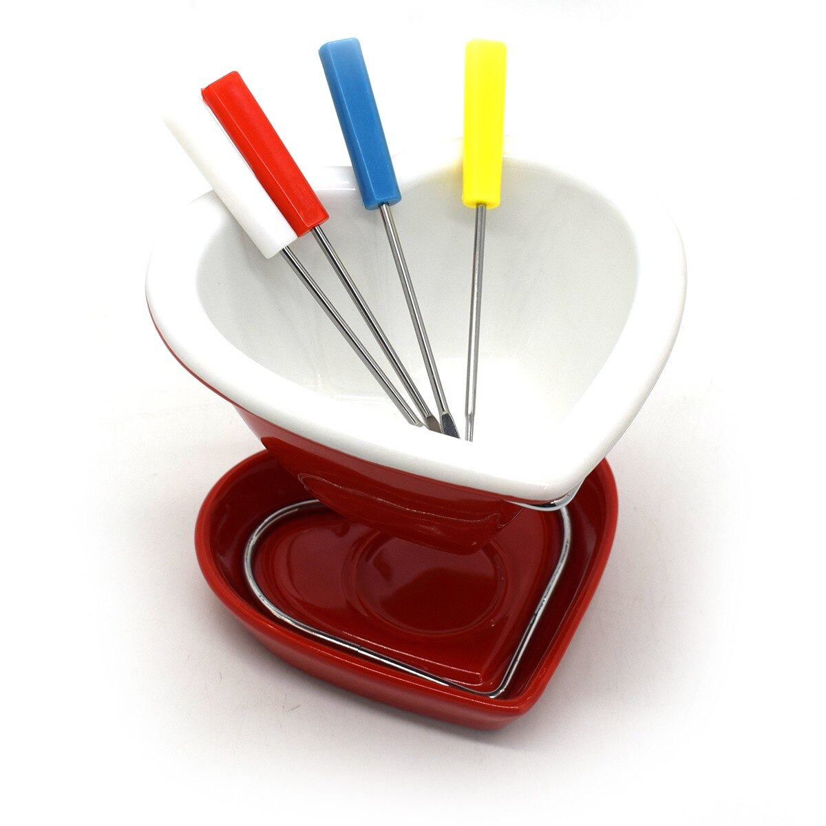 Set fondue din ceramica, Naimeed, D133-JCC7008A, Rosu, 2 piese