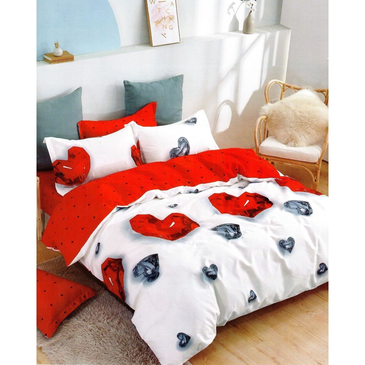 Set Lenjerie Finet Satinat, 6 Piese, Pat 2 Persoane, Elegant Pucioasa, FNM-97