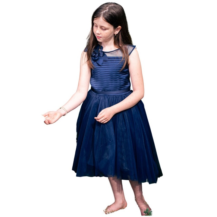 Rochie de ocazie, CopatiLola, cu trena midi, albastra