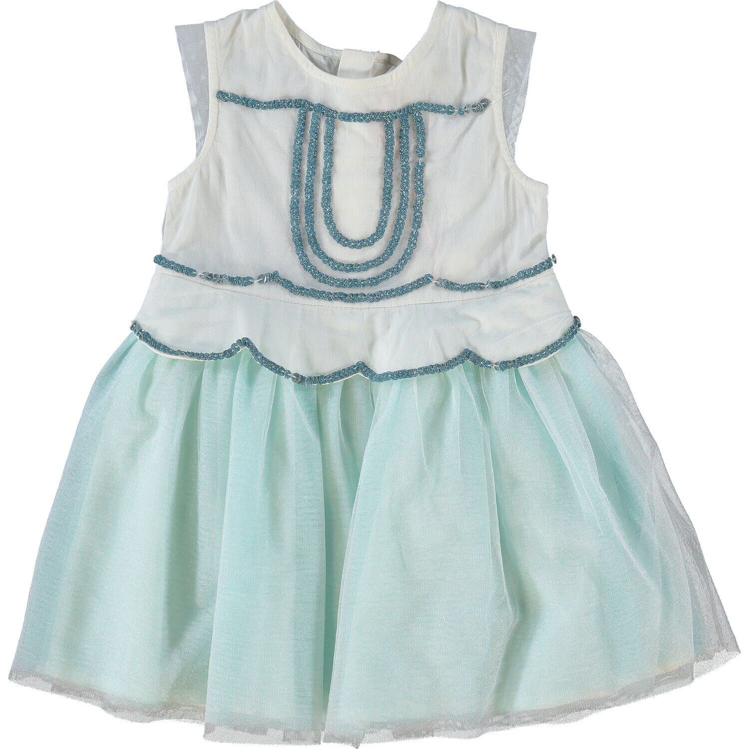 Rochie tutu fetite BILLIEBLUSH, cu aplicatii paiete, alb-bleu