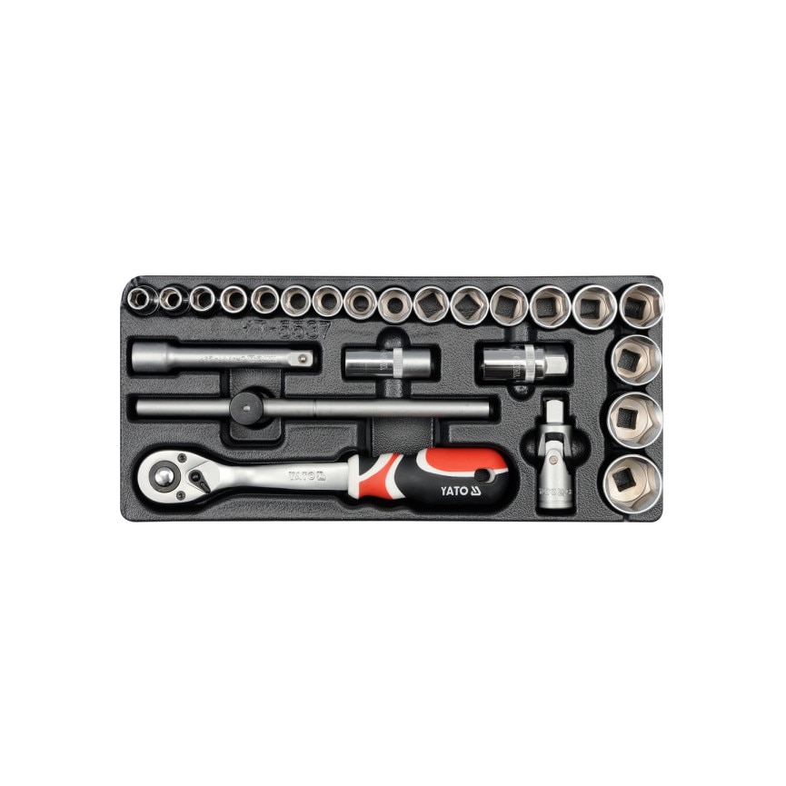 Set chei tubulare si accesorii 1/2 pentru dulap Yato YT-5537, 24 buc