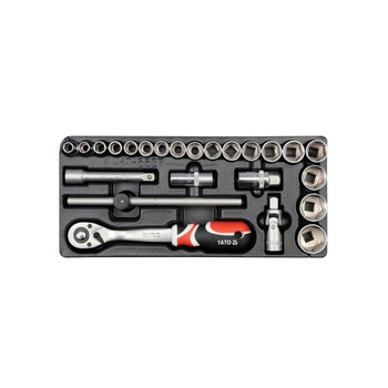 Set chei tubulare si accesorii 1/2 pentru dulap Yato YT-5537, 24 buc Set chei tubulare si accesorii 1/2 pentru dulap Yato YT-5537, 24 buc
