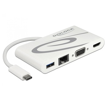 Docking Station USB-C 3.1 la HDMI 4K 30 Hz + VGA + LAN + USB PD, Delock 87731 Docking Station USB-C 3.1 la HDMI 4K 30 Hz + VGA + LAN + USB PD, Delock 87731