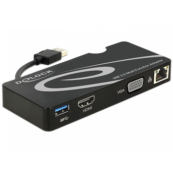 Docking station USB 3.0 la HDMI / VGA + Gigabit LAN + USB 3.0, Delock 62461 Docking station USB 3.0 la HDMI / VGA + Gigabit LAN + USB 3.0, Delock 62461