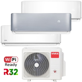 Aer conditionat Multisplit Vivax R-Design ACP-27COFM79AERI / 2x ACP-09CH25AERI + ACP-12CH35AERI SILVER, R32, Inverter, Clasa A++, I Feel, Auto Restart, Autodiagnoza, Autocuratare, Sleep Mode, 24 timer Aer conditionat Multisplit Vivax R-Design ACP-27COFM79AERI / 2x ACP-09CH25AERI + ACP-12CH35AERI SILVER, R32, Inverter, Clasa A++, I Feel, Auto Restart, Autodiagnoza, Autocuratare, Sleep Mode, 24 timer