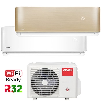 Aer conditionat Multisplit Vivax R-Design ACP-18COFM50AERI / ACP-09CH25AERI + ACP-12CH35AERI GOLD, R32, Inverter, Clasa A++, I Feel, Auto Restart, Autodiagnoza, Autocuratare, Sleep Mode, 24 timer Aer conditionat Multisplit Vivax R-Design ACP-18COFM50AERI / ACP-09CH25AERI + ACP-12CH35AERI GOLD, R32, Inverter, Clasa A++, I Feel, Auto Restart, Autodiagnoza, Autocuratare, Sleep Mode, 24 timer