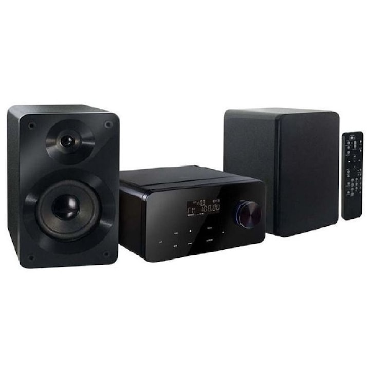 Mikro audio HiFi rendszer PEAQ PMS200BT-B, Bluetooth, AM/FM rádió, CD/MP3/USB, 20W, fekete