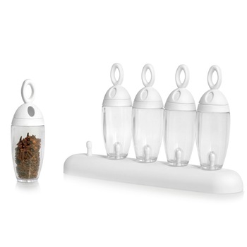 Set 5 condimente cu suport, 34x8x14 cm Set 5 condimente cu suport, 34x8x14 cm