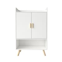 Comoda moderna cu doua usi si un raft deschis, 80x60 cm, alba