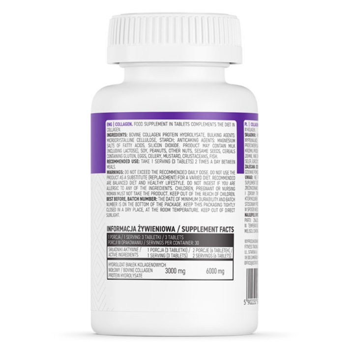 OstroVit Collagen Étrend-kiegészítő, Kollagén 3000 mg, 90 tabletta / 30 adag