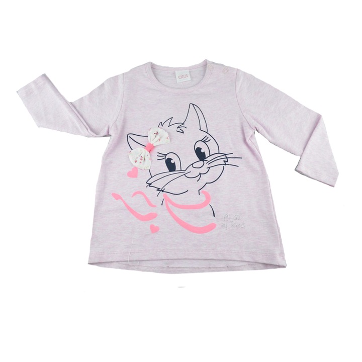 Bluza cu maneca lunga pentru fete Atut A-6549-80, Roz 80 CM