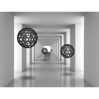 Fototapet de perete autoadeziv si lavabil Tunel cu bile negre, 270 x 200 cm Fototapet de perete autoadeziv si lavabil Tunel cu bile negre, 270 x 200 cm