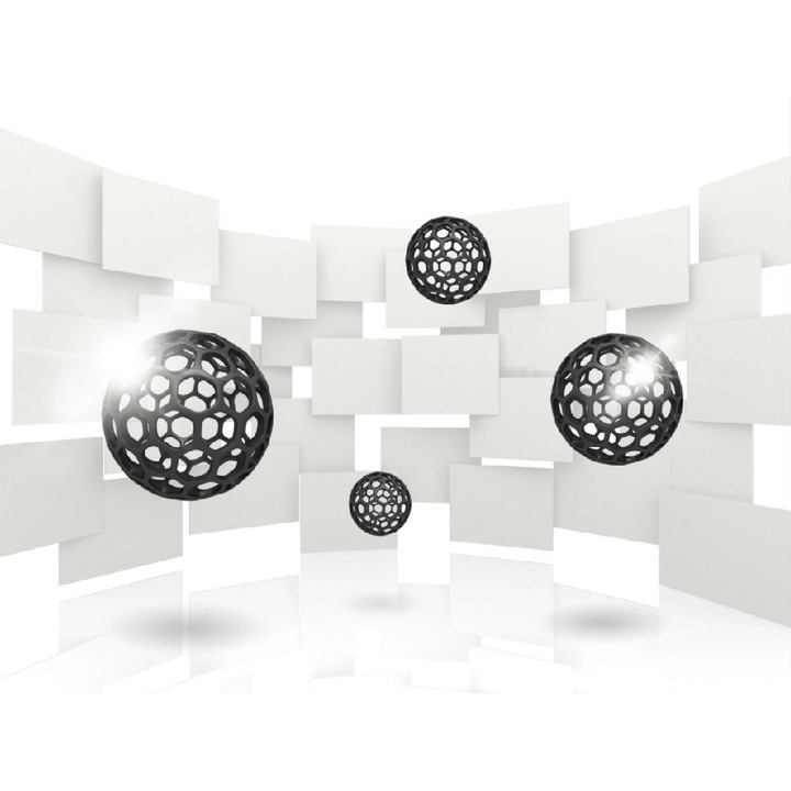 Fototapet de perete autoadeziv si lavabil Zid cu bile negre2, 220 x 135 cm