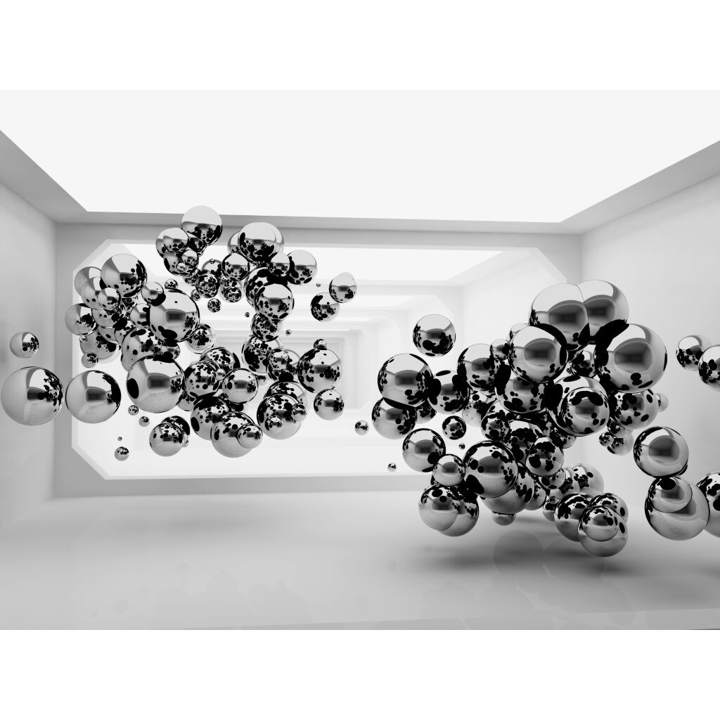 Fototapet de perete autoadeziv si lavabil Tunel cu bile negre5, 220 x 135 cm